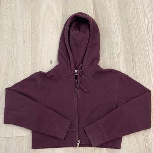 Burgundy Wilfred free cropped zip up, size XS.